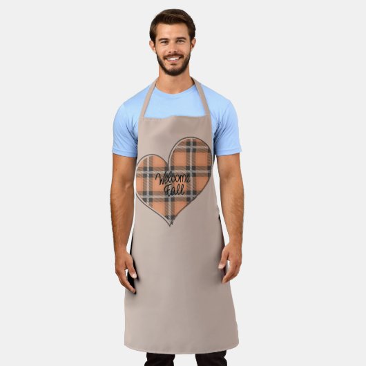 Welkom Herfst Plaid Heart Schort (Gedragen)
