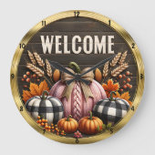 Welkom Herfst Pompoenen Oogst Grote Klok (Voorkant)