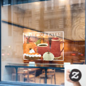 Welkom Herfst, pompoenkoffie en piemelen Raamsticker (Cafe Raam)