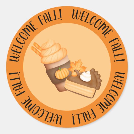 Welkom Herfst Pompoentaart Ronde Sticker (Voorkant)