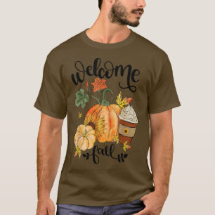 Welkom Herfst Pumpkin Sunflower Coffe Funny herfst T-shirt