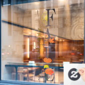 Welkom Herfst Seizoen Bladeren Pompoen Bloem Zakel Raamsticker (Cafe Raam)