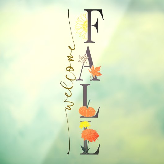 Welkom Herfst Seizoen Bladeren Pompoen Bloem Zakel Raamsticker (Vel 3)