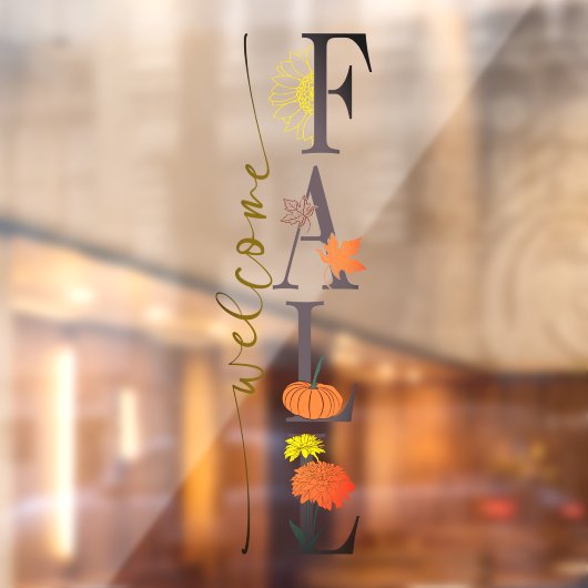 Welkom Herfst Seizoen Bladeren Pompoen Bloem Zakel Raamsticker (Vel 2)