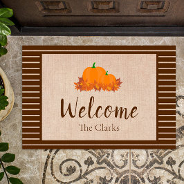 Welkom Herfst Striped Family Achternaam Pumpkin Deurmat