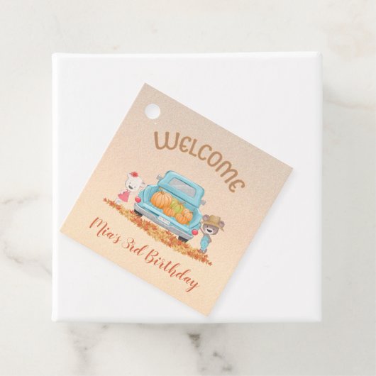 WELKOM Herfst Thema Beren Truck Pompoenen Bladeren Bedankjes Labels (In situ)