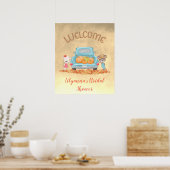 WELKOM Herfst Thema Beren Truck Pompoenen Bladeren Poster (Keuken)
