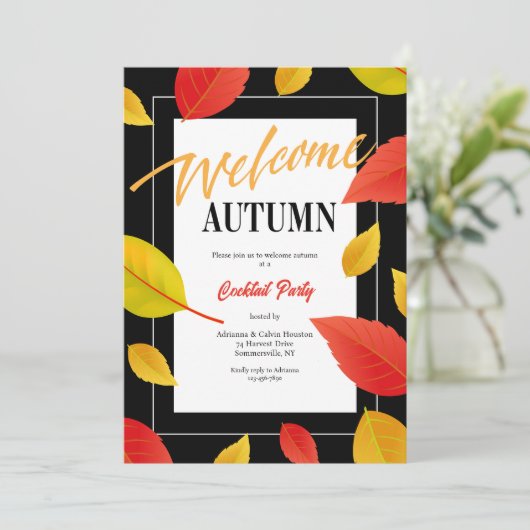 Welkom herfst trendy kaart (Staand voorkant)