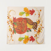 Welkom Herfst Uil Herfstbladeren Selfie Achtergron Wandkleed (Voorkant (horizontaal))