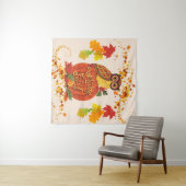 Welkom Herfst Uil Herfstbladeren Selfie Achtergron Wandkleed (In Situ (horizontaal))