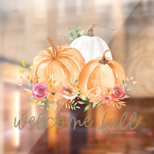 Welkom Herfst Waterverf Pompoenen © GraphicLoveSho Raamsticker (Vel 2)