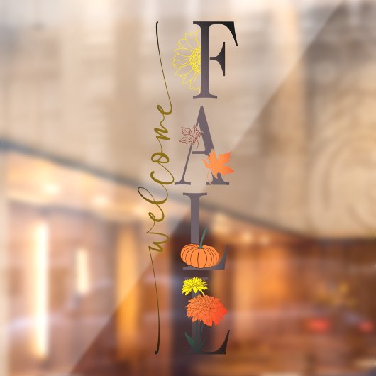 Welkom Herfstseizoen Bladeren Pompoen Bloem Bedrij Raamsticker (Vel 2)