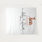 Welkom Herten Baby shower Roze Cloud Achtergrond Wandkleed (Voorkant (horizontaal))