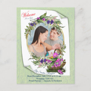 Welkom, het is een lentesbaby-meisje aankondigingskaart