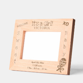 Welkom Het is een Meisje Baby Naam 6 x 4, 7 x 5 Fo Gegraveerde Lijstjes