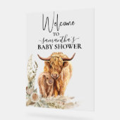 Welkom Highland Koe Calf Baby shower Boho Acryl Bord (Hoek)