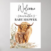 Welkom Highland Koe Calf Baby shower Boho Poster (Voorkant)