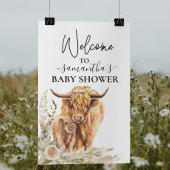 Welkom Highland Koe Calf Baby shower Boho Poster