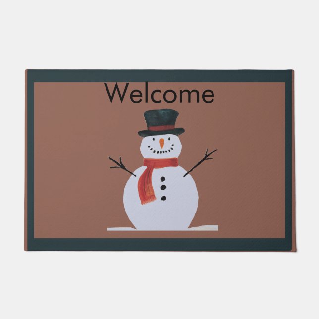 Welkom Holiday Snowman Deurmat (Voorkant)
