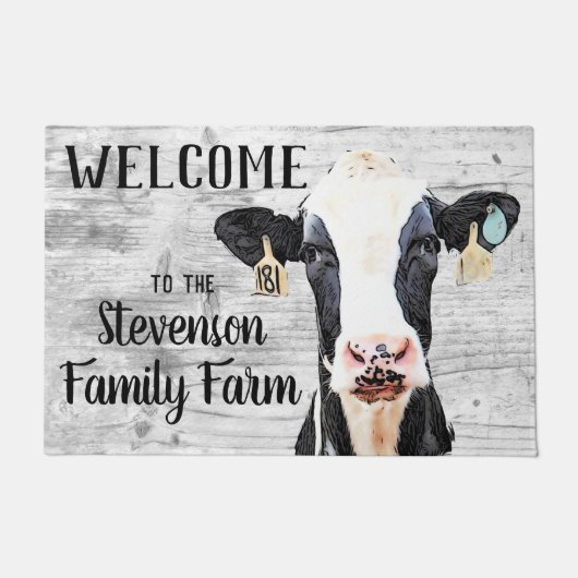 Welkom Holstein Koe Animal Family Boerderij Name Deurmat (Voorkant)