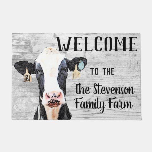 Welkom Holstein Koe Zuivel Boerderij Custom Animal Deurmat (Voorkant)