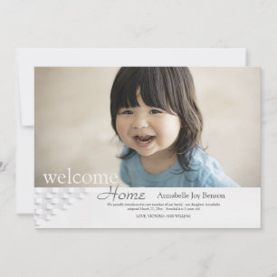 Welkom Home Adoptie Fotoaankondiging Kaart