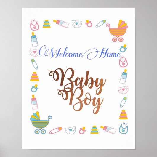 Welkom Home Baby Boy met koperen folie font Poster (Voorkant)