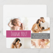 Welkom Home Baby Meisje Fotocollage Roze Bedankkaart (Voorkant / Achterkant)