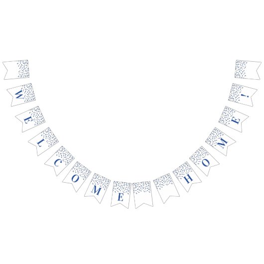 Welkom Home Banner Blauw Zilver Confetti (Alle)