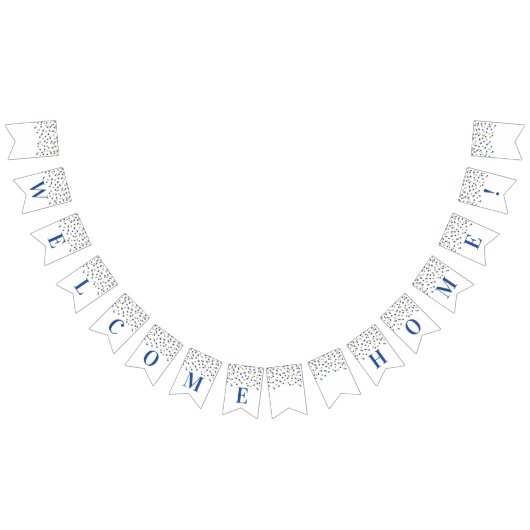 Welkom Home Banner Blue Gold Confetti (Alle)