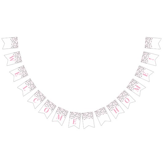 Welkom Home Banner Roze Zwart Confetti (Alle)