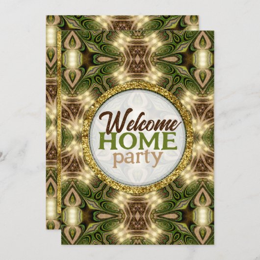 Welkom Home Batik Aarde Groen Goud Bosfeest Kaart (Voorkant / Achterkant)