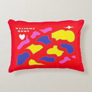 Welkom Home Bericht blij rood met patronen Accent Kussen