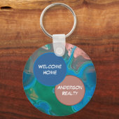 Welkom Home Blue Gemstone Realty Business Promo Sleutelhanger (Voorkant)