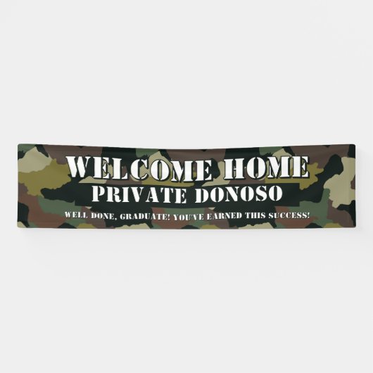 Welkom Home Boot Camp Camo Afstuderen Spandoek (Horizontaal)