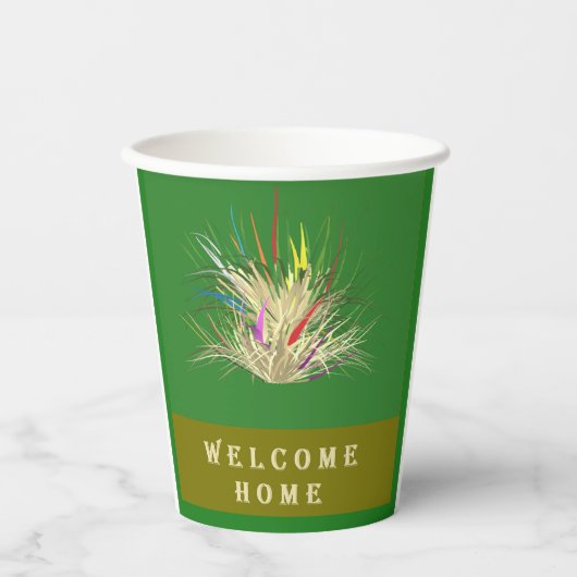 WELKOM HOME DESIGN AARDE KLEUREN TWEETONIG GROEN PAPIEREN BEKERS (Voorkant)