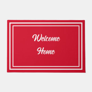 Welkom Home Eenvoudige rode en witte voordeur Deurmat