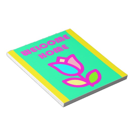 WELKOM HOME EXTRA BRIGHT FLOWER DESIGN NOTITIEBLOK (Schuin)