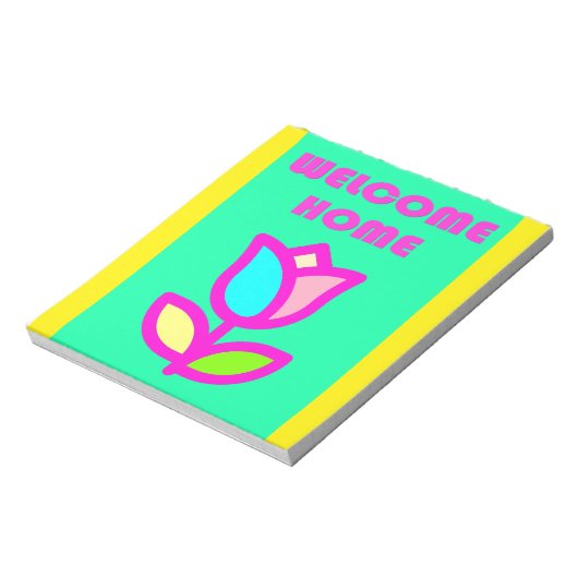 WELKOM HOME EXTRA BRIGHT FLOWER DESIGN NOTITIEBLOK (Linkerzijde)