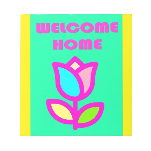 WELKOM HOME EXTRA BRIGHT FLOWER DESIGN NOTITIEBLOK (Voorkant)