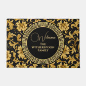 Welkom Home Familienaam Zwart Goud Classy Elegant Deurmat (Voorkant)