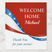 Welkom Home Gepersonaliseerd rood wit en blauw Wijn Etiket (Enkel label)