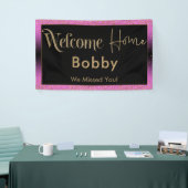 Welkom Home Gold Confetti, Roze Black Ombre Spandoek (Beurs)