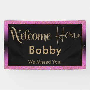 Welkom Home Gold Confetti, Roze Black Ombre Spandoek