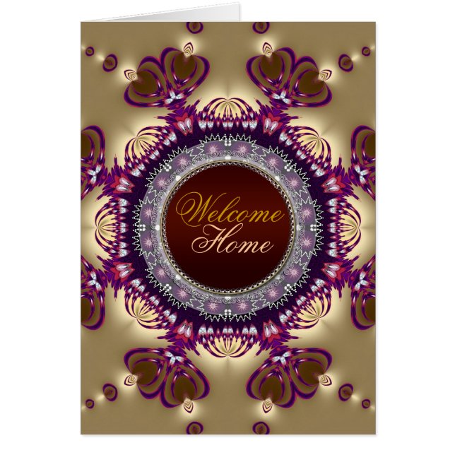 Welkom Home Gold Satin Twin Heart Card (Voorkant)