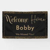 Welkom Home Goud Confetti, Zwart Spandoek (Horizontaal)