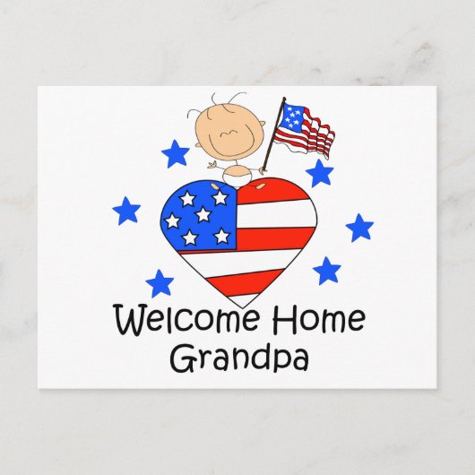 Welkom Home Grandpa Stick Figuur Baby Briefkaart (Voorkant)