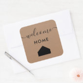 Welkom Home Label, Realtor Client Gift Label, Kraf Vierkante Sticker (Envelop)