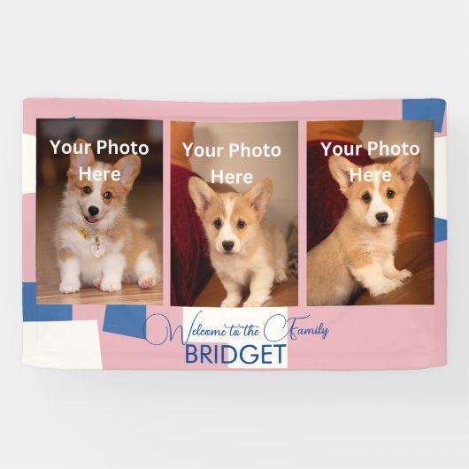 Welkom Home Nieuwe Puppy, Puppy Douche Spandoek (Horizontaal)