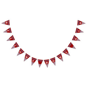 Welkom Home Papa Classic Rood Wit Blauw Strepen Vlaggetjes